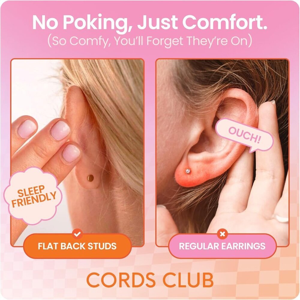 Single Titanium Flat Back Earring Hypoallergenic … - image 3